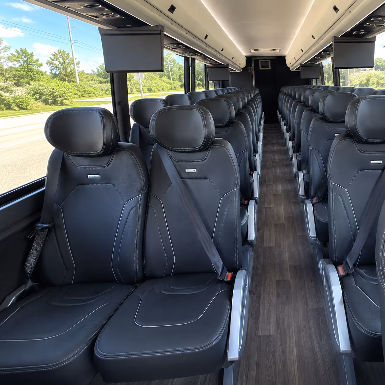 56 passenger charter bus inside