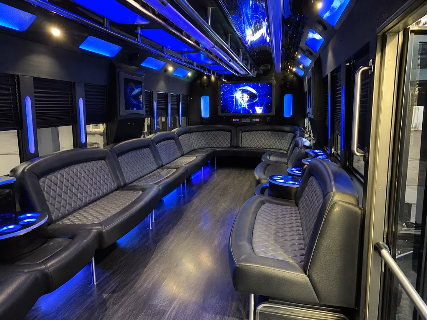 stamford 28 passenger party bus interior