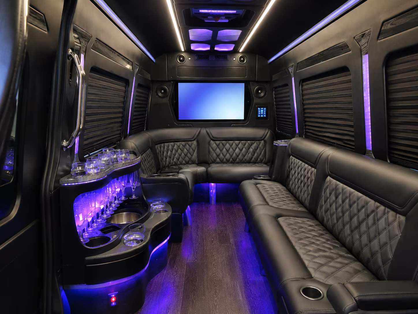 stamford 30 passenger party bus inside