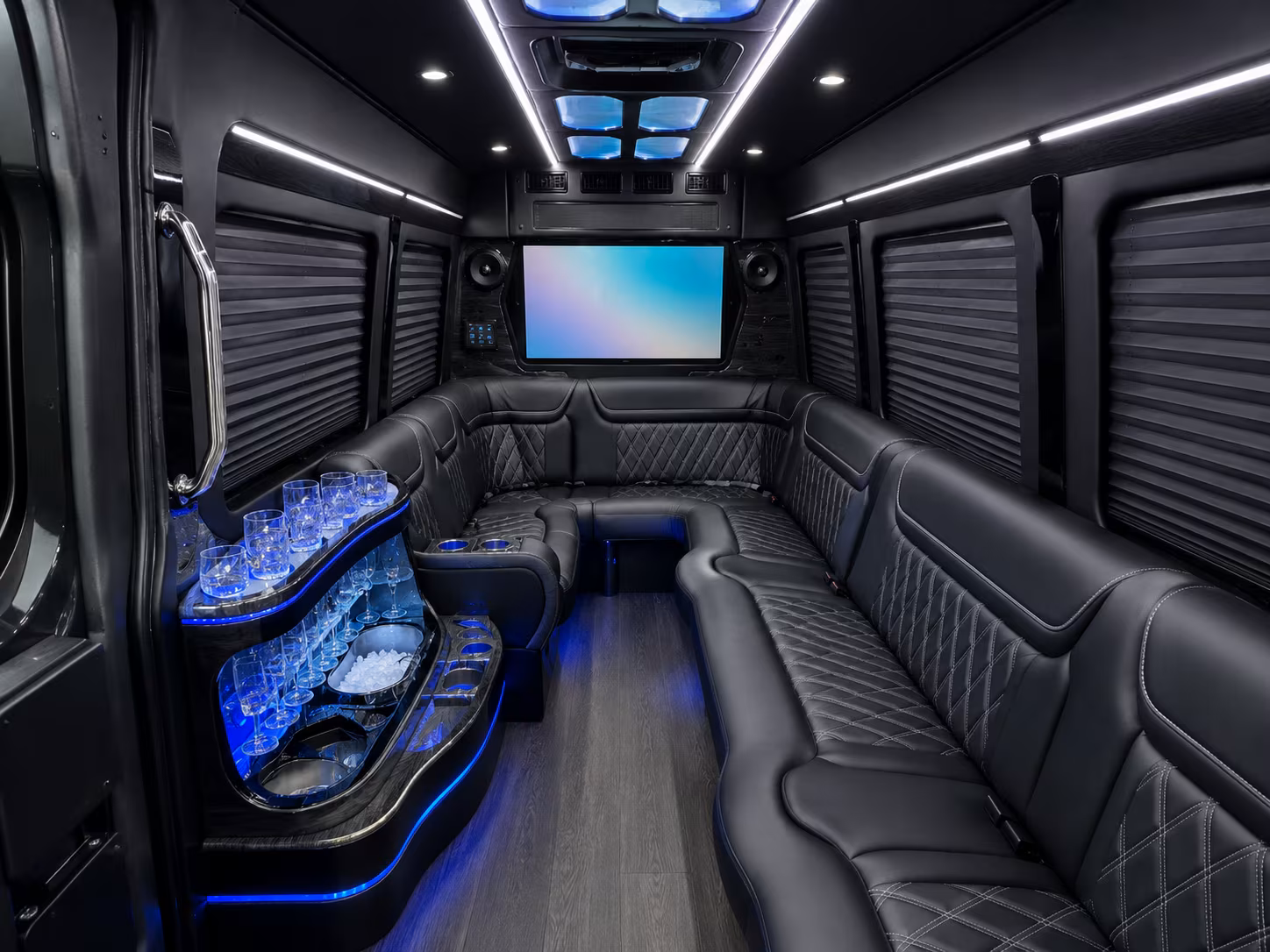 stamford 30 passenger party bus interior
