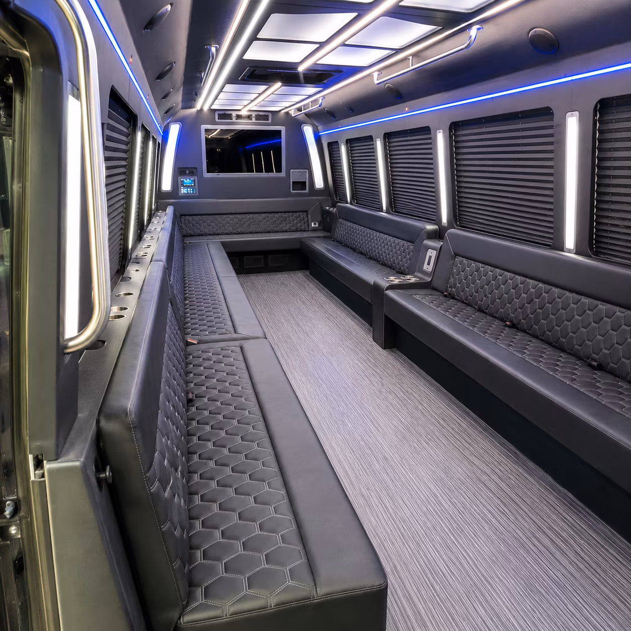 stamford 40 passenger party bus interior