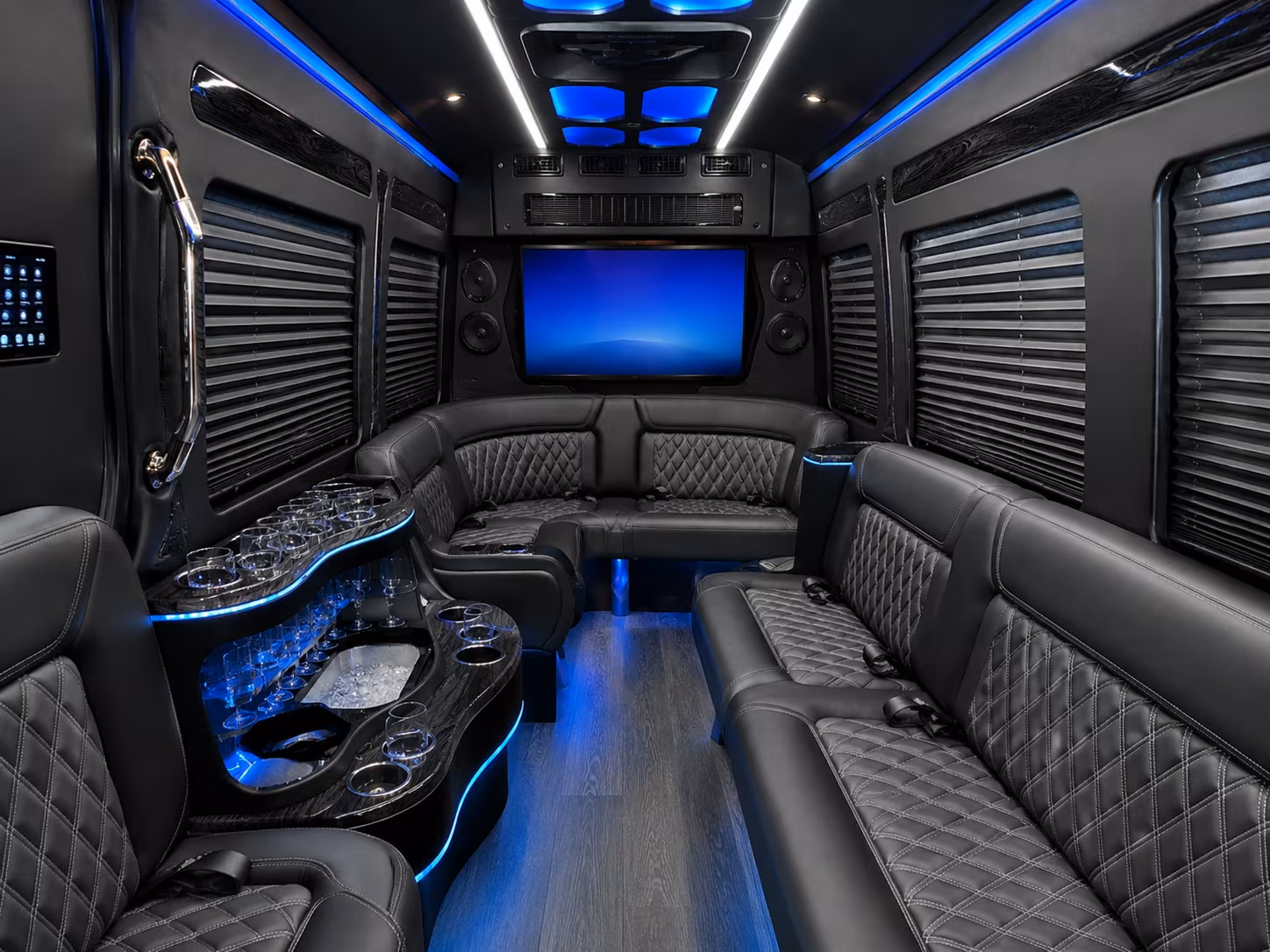 stamford 50 passenger party bus interior